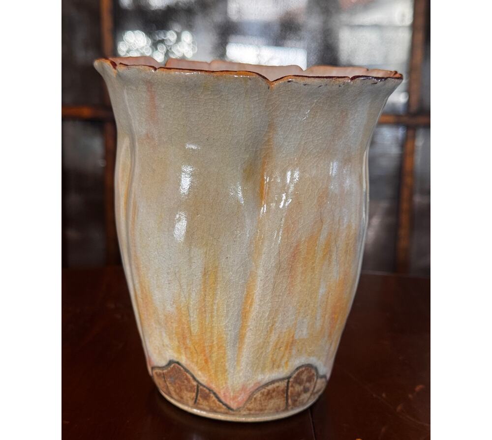 Vintage Tokoname-Yaki Studio Pottery Vase Inaba Katsumi -Signed Japanese Crackle